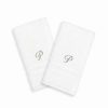 Bed & Bath * | Linum Home Textiles Silver-Tone Denzi Single Letter Script 2-Pack Monogram Hand Towel