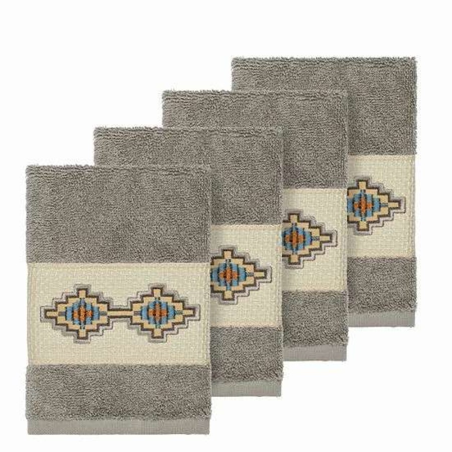 Bed & Bath * | Linum Home Textiles Turkish Cotton Gianna Embellished Washcloth Set White