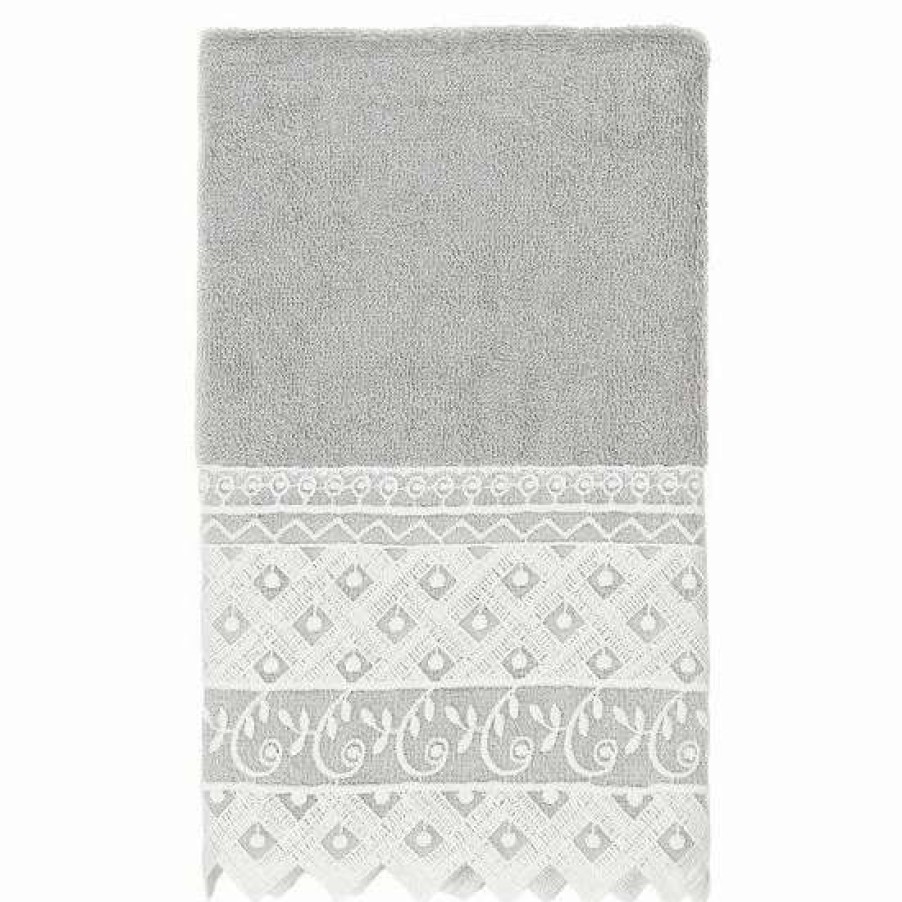 Bed & Bath * | Linum Home Textiles Turkish Cotton Aiden 3-Piece White Lace Embellished Towel Set