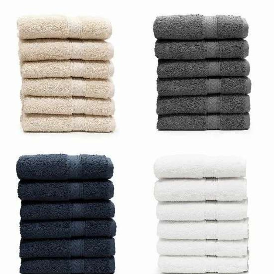 Bed & Bath * | Linum Home Textiles Turkish Cotton Sinemis Terry Washcloth Set Dark Gray