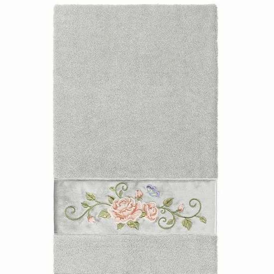 Bed & Bath * | Linum Home Textiles Turkish Cotton Rebecca Embellished Bath Towel White