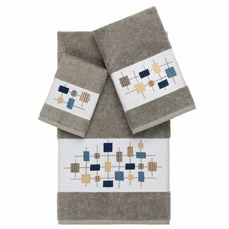 Bed & Bath * | Linum Home Textiles 3-Piece Turkish Cotton Khloe Embellished Towel Set Teal