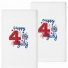 Bed & Bath * | Linum Home Textiles Turkish Cotton 4Th Of July Embroidered 2-Pack Hand Towel Set White