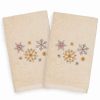 Bed & Bath * | Linum Home Textiles 2-Pack Christmas Snowfall Embroidered Hand Towel Set Sand