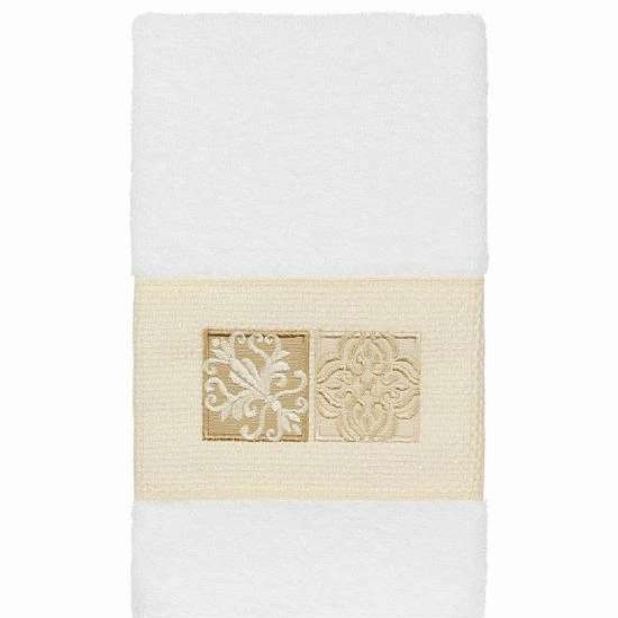 Bed & Bath * | Linum Home Textiles Turkish Cotton Vivian Embellished Hand Towel Dark Gray