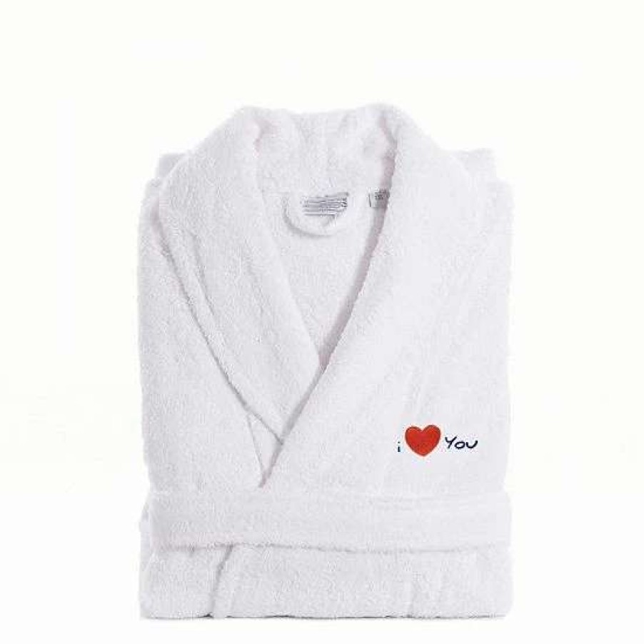 Clothing * | Linum Home Textiles "I Love You" Embroidered Cotton Terry Bathrobe Pink