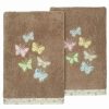 Bed & Bath * | Linum Home Textiles Turkish Cotton Mariposa 2-Piece Embellished Hand Towel Set Blush