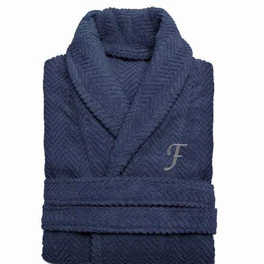 Clothing * | Linum Home Textiles Turkish Cotton Personalized Herringbone Weave Bathrobe