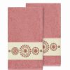 Bed & Bath * | Linum Home Textiles Turkish Cotton Isabelle Embellished Bath Towel Set Midnight Blue