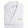 Clothing * | Women'S Linum Home Textiles Turkish Cotton Embroidered "Hers" Terry Bathrobe Black