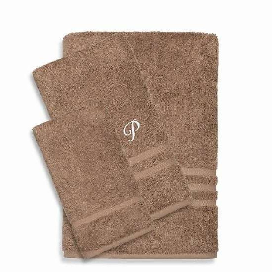 Bed & Bath * | Linum Home Textiles Turkish Cotton Denzi 3-Piece Personalized Towel Set