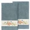 Bed & Bath * | Linum Home Textiles Turkish Cotton Rebecca 2-Pack Embellished Bath Towel Set Light Gray