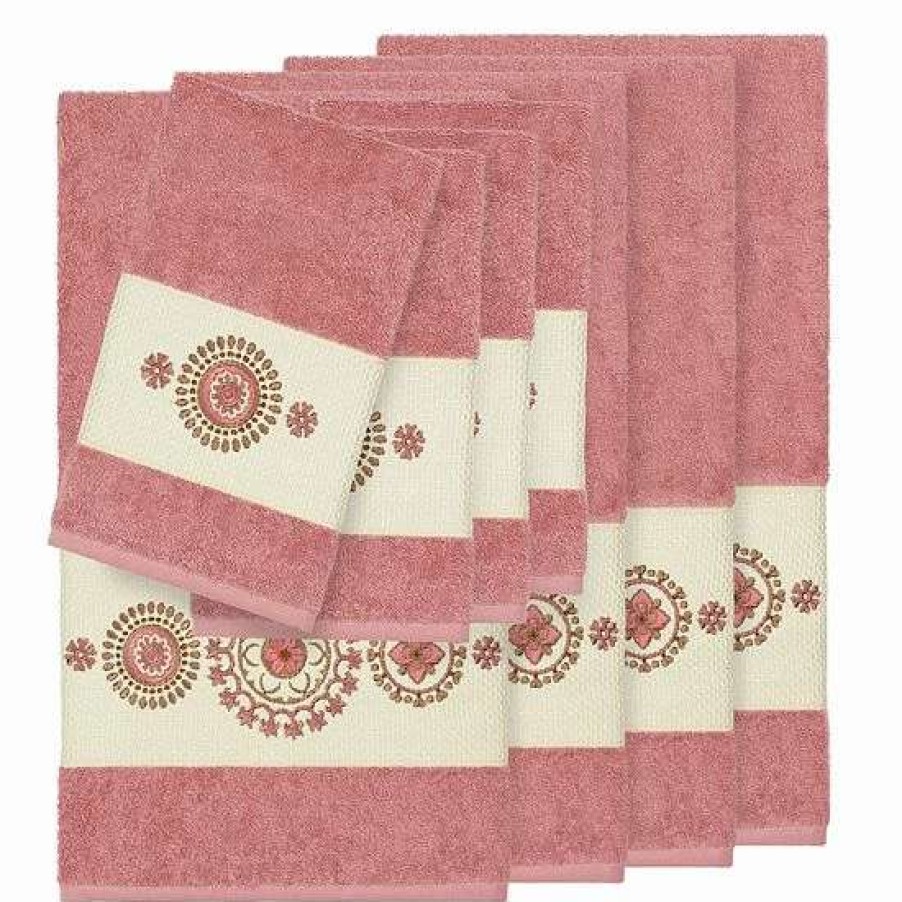 Bed & Bath * | Linum Home Textiles 8-Piece Turkish Cotton Isabelle Embellished Towel Set Dark Gray