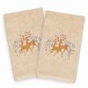 Bed & Bath * | Linum Home Textiles Christmas 2-Pack Deer Pair Embroidered Luxury Turkish Cotton Hand Towels Sand