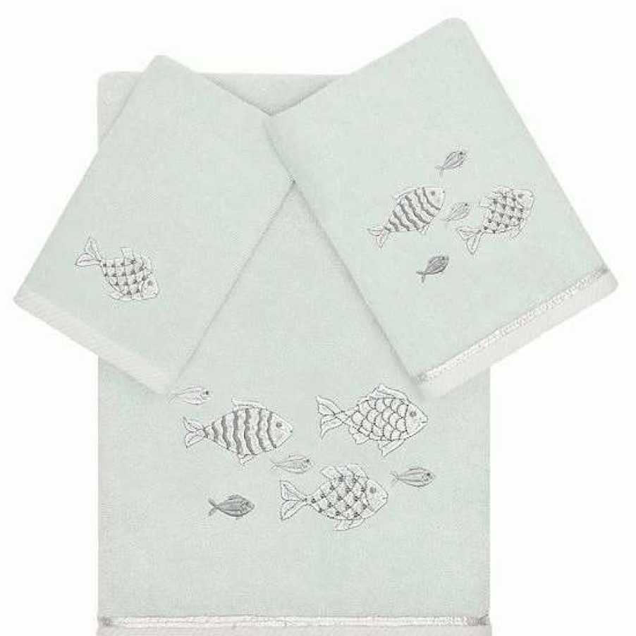 Bed & Bath * | Linum Home Textiles Turkish Cotton Figi 3-Piece Embellished Towel Set Marine