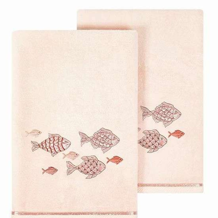 Bed & Bath * | Linum Home Textiles Turkish Cotton Figi 2-Piece Embellished Bath Towel Set White