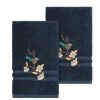 Bed & Bath * | Linum Home Textiles Turkish Cotton Spring Time Embellished Hand Towel Set Blue