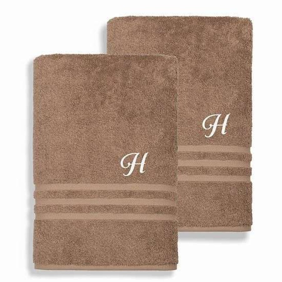 Bed & Bath * | Linum Home Textiles Turkish Cotton Denzi 2-Piece Personalized Bath Sheet Set