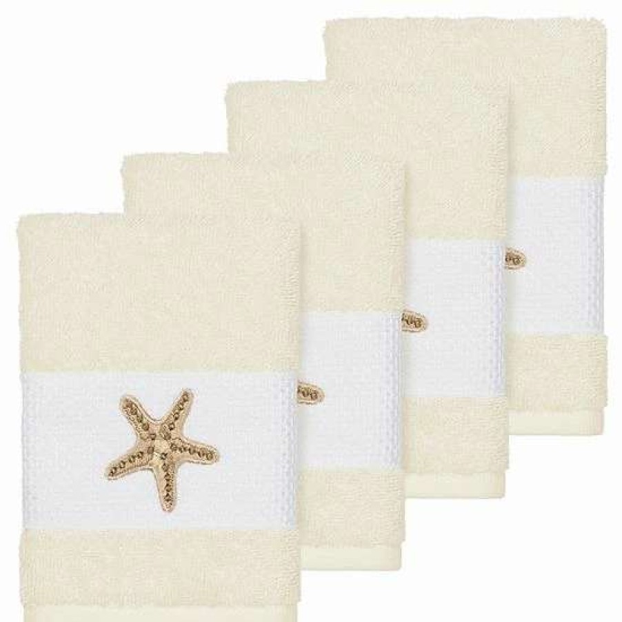 Bed & Bath * | Linum Home Textiles Lydia Embellished Washcloth Set Cream