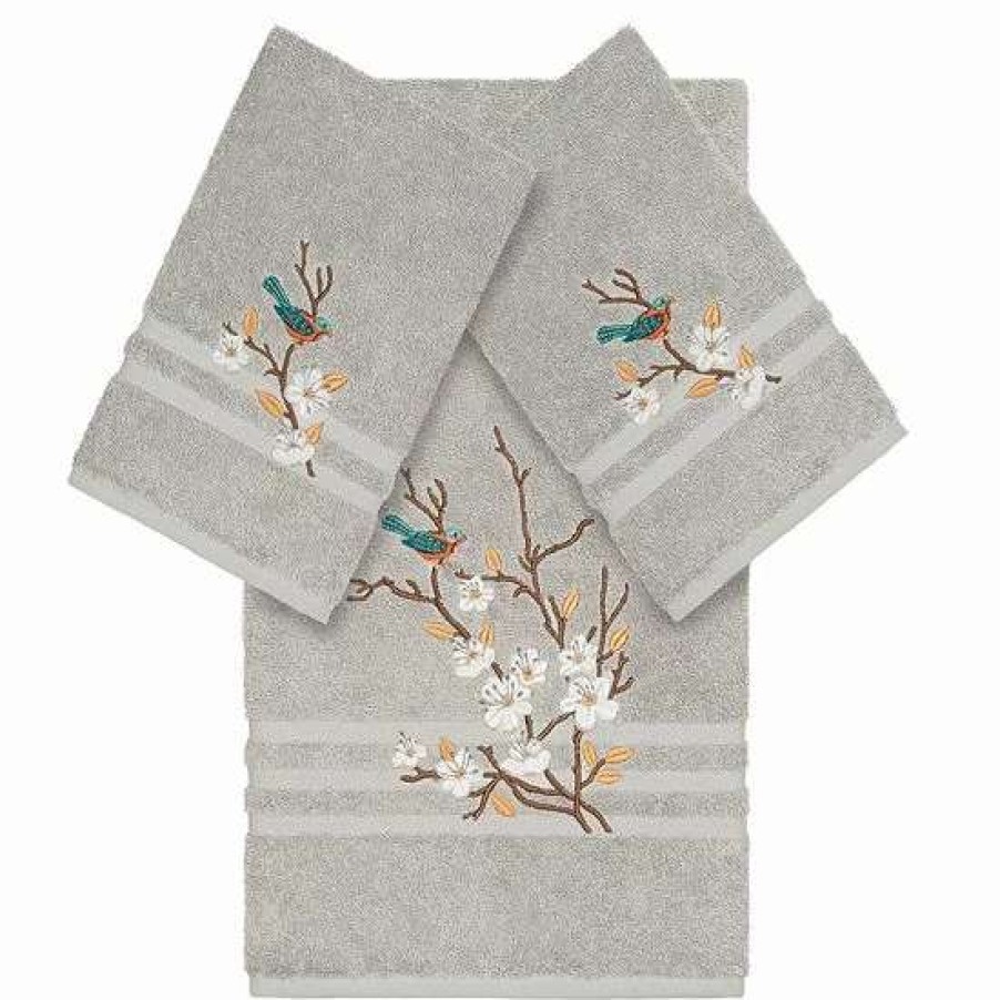 Bed & Bath * | Linum Home Textiles Turkish Cotton Spring Time 3-Piece Embellished Towel Set Blue