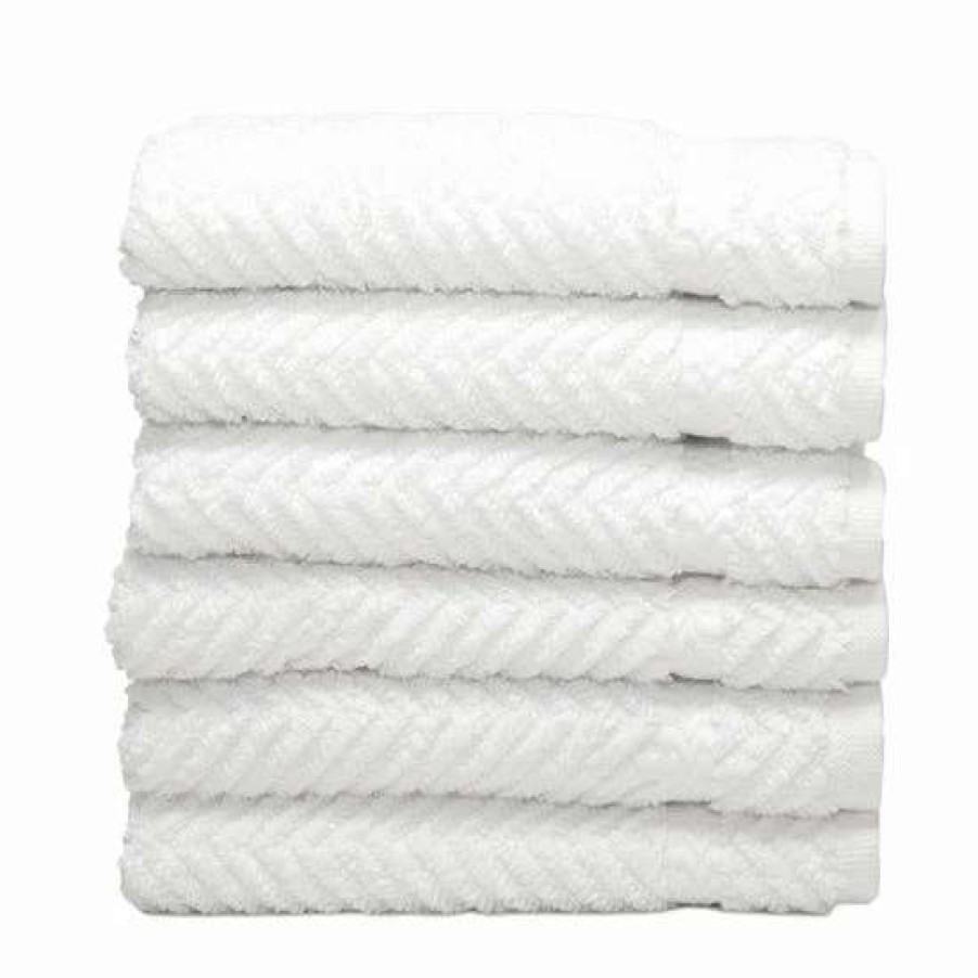 Bed & Bath * | Linum Home Textiles Herringbone 6-Pk. Washcloths White