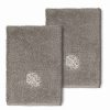 Bed & Bath * | Linum Home Textiles Turkish Cotton Vivian 2-Pack Embellished Washcloth Set Dark Gray