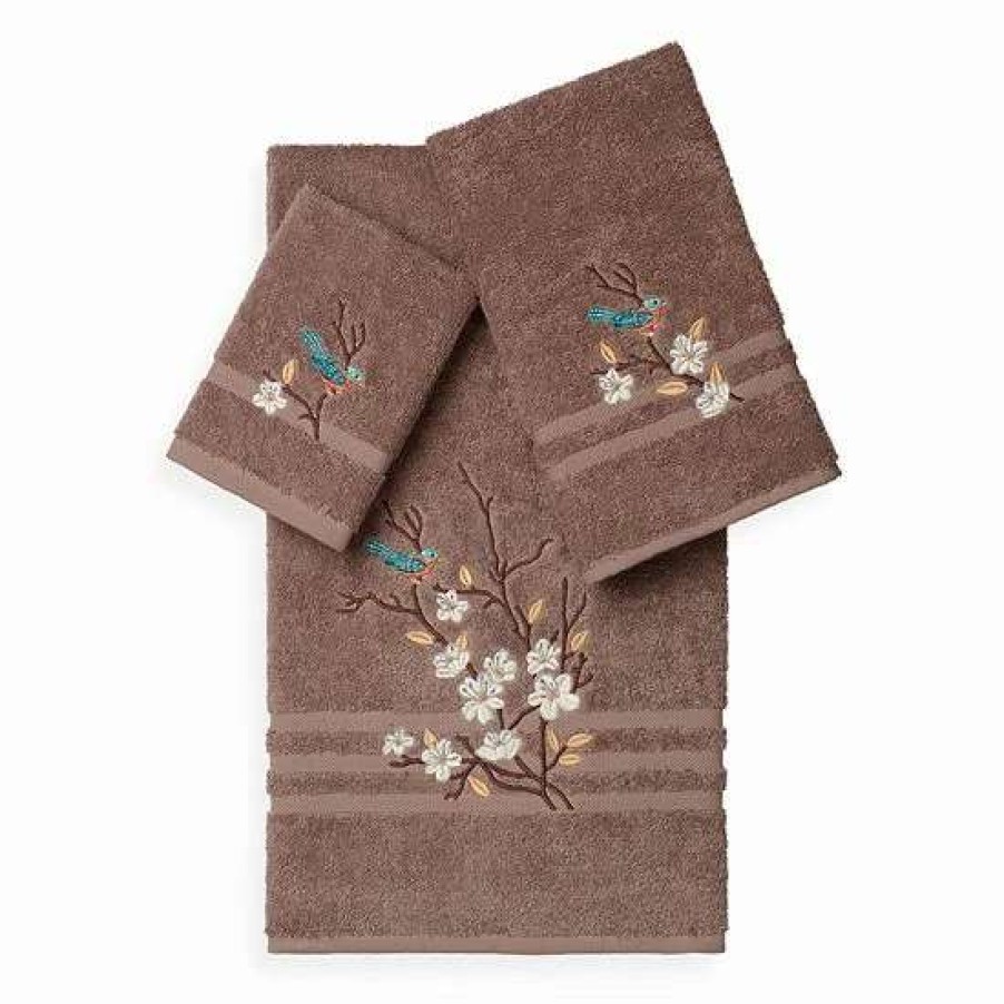 Bed & Bath * | Linum Home Textiles Spring Time 3-Piece Embellished Bath Towel Set Midnight Blue