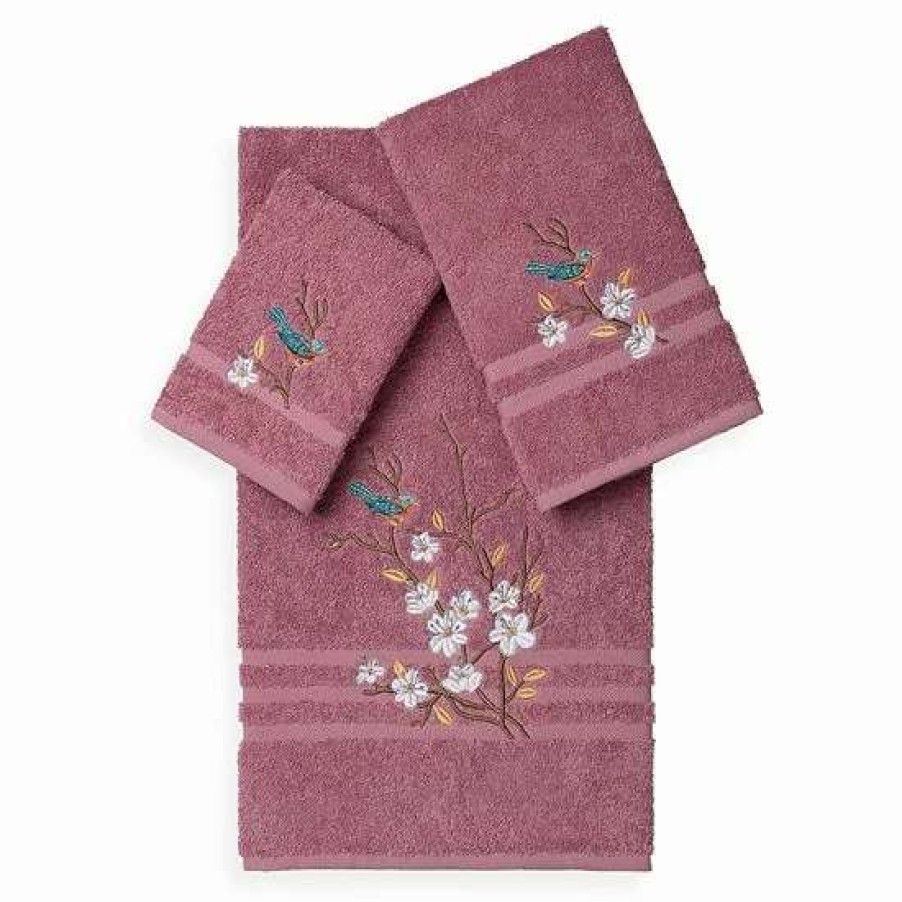 Bed & Bath * | Linum Home Textiles Spring Time 3-Piece Embellished Bath Towel Set Midnight Blue