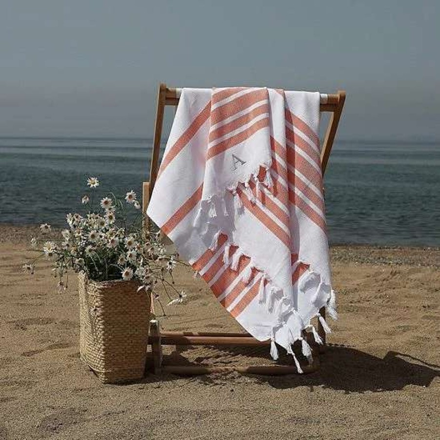 Bed & Bath * | Linum Home Textiles Turkish Cotton Herringbone Personalized Pestemal Beach Towel