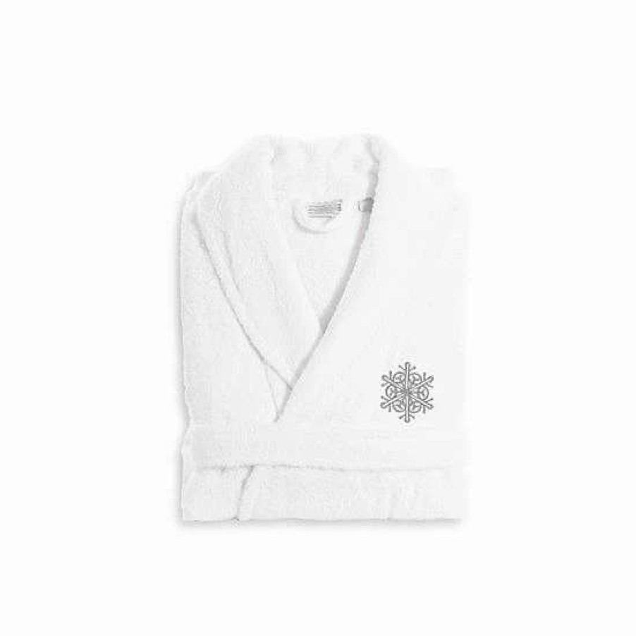 Clothing * | Linum Home Textiles Holiday Embroidered Luxury Terry Cotton Bathrobe Merry Christmas