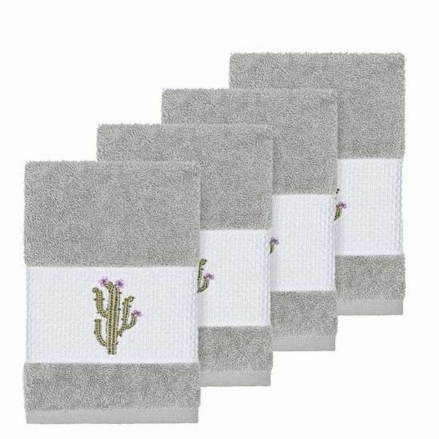 Bed & Bath * | Linum Home Textiles Turkish Cotton Mila Embellished Washcloth Set Tea Rose