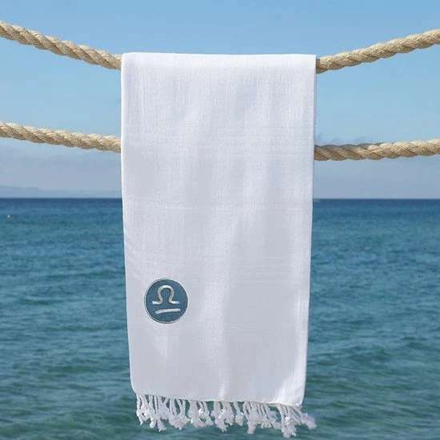 Bed & Bath * | Linum Home Textiles Turkish Cotton Summer Fun Horoscope Libra Pestemal Beach Towel Gray Libra