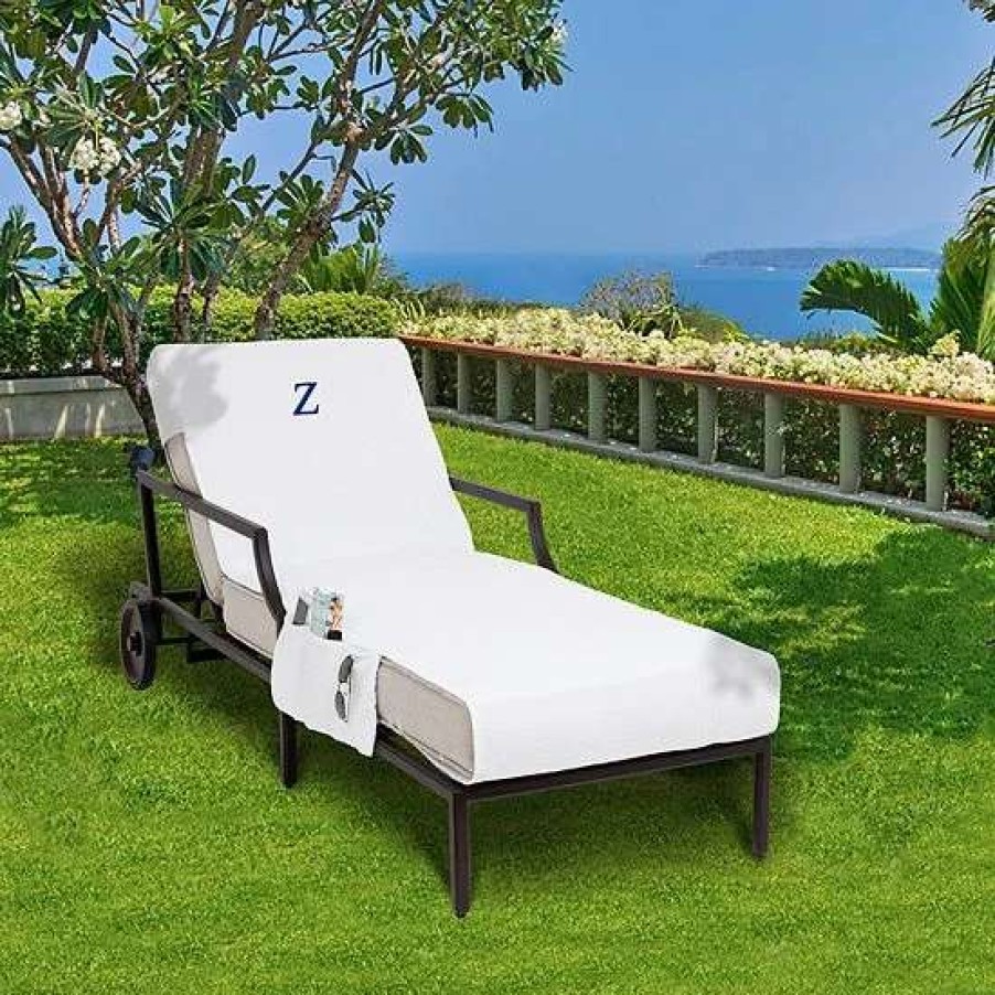 Bed & Bath * | Linum Home Textiles Turkish Cotton Personalized Chaise Lounge Chair Slipcover & Side Pockets