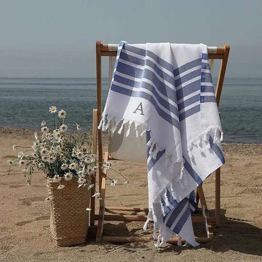 Bed & Bath * | Linum Home Textiles Turkish Cotton Herringbone Personalized Pestemal Beach Towel