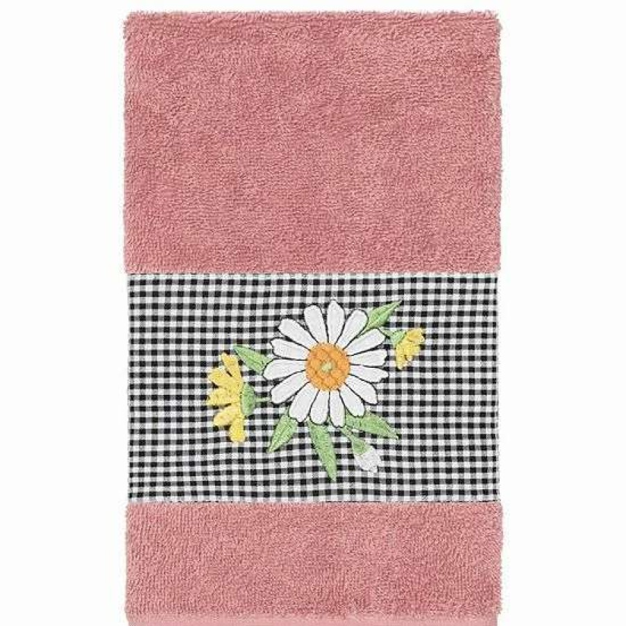 Bed & Bath * | Linum Home Textiles Turkish Cotton Daisy Embellished Hand Towel Teal