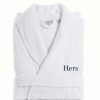 Clothing * | Women'S Linum Home Textiles Turkish Cotton Embroidered "Hers" Terry Bathrobe Gold