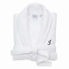 Clothing * | Linum Home Textiles Turkish Cotton Personalized Satin Piped Trim Waffle Terry White Bathrobe