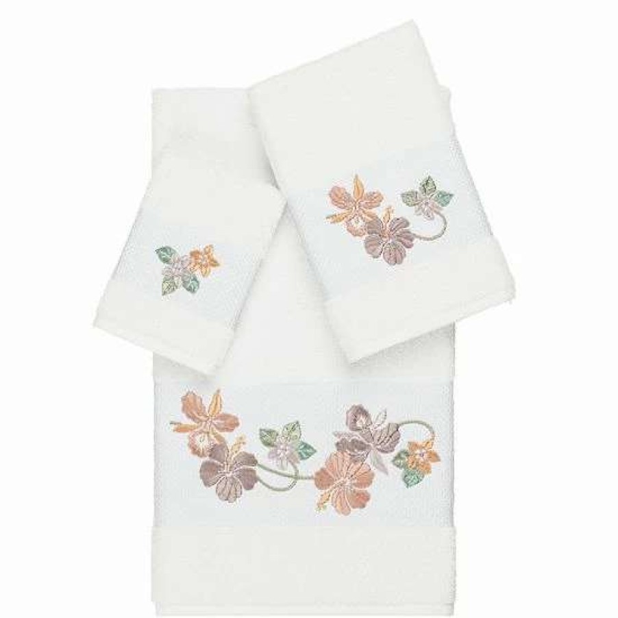 Bed & Bath * | Linum Home Textiles Turkish Cotton Caroline 3-Piece Embellished Towel Set Latte