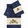 Bed & Bath * | Linum Home Textiles Turkish Cotton Pierre 3-Piece Embellished Towel Set Midnight Blue