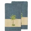 Bed & Bath * | Linum Home Textiles Colton Embellished Bath Towel Set Dark Gray