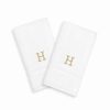 Bed & Bath * | Linum Home Textiles 2-Pack Gold-Tone Monogram Hand Towel