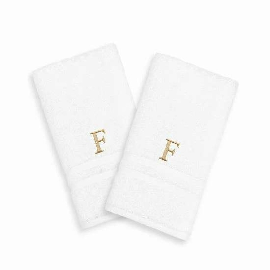 Bed & Bath * | Linum Home Textiles 2-Pack Gold-Tone Monogram Hand Towel