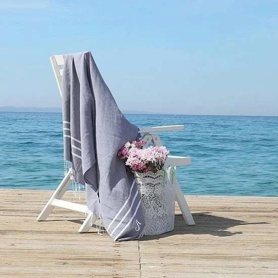 Bed & Bath * | Linum Home Textiles Turkish Cotton Alara Personalized Pestemal Beach Towel