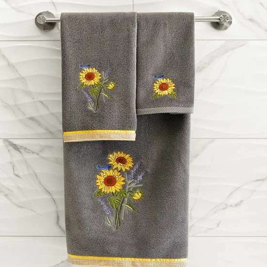 Bed & Bath * | Linum Home Textiles Turkish Cotton Girasol 2-Piece Embellished Hand Towel Set Cocoa