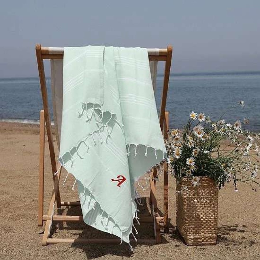 Bed & Bath * | Linum Home Textiles Turkish Cotton Lucky Personalized Pestemal Beach Towel