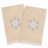 Bed & Bath * | Linum Home Textiles Christmas 2-Pack Crystal Embroidered Luxury Turkish Cotton Hand Towels Sand