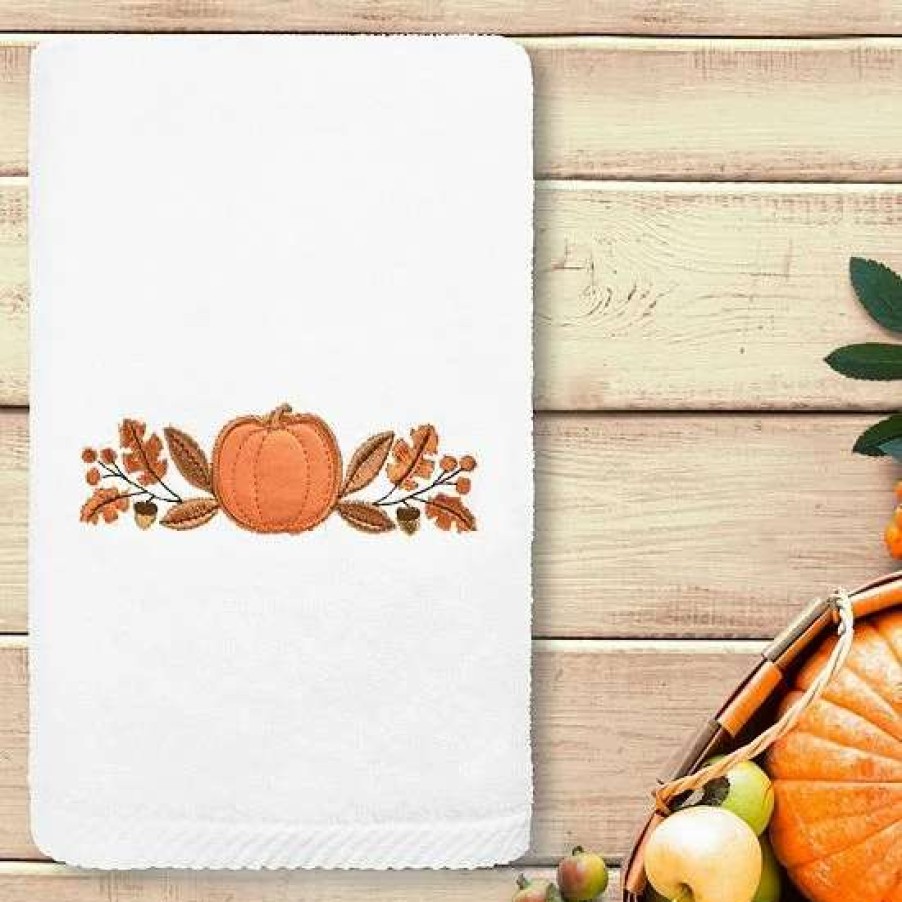 Bed & Bath * | Linum Home Textiles Harvest Bounty Embroidered Luxury Turkish Cotton Hand Towel Sand