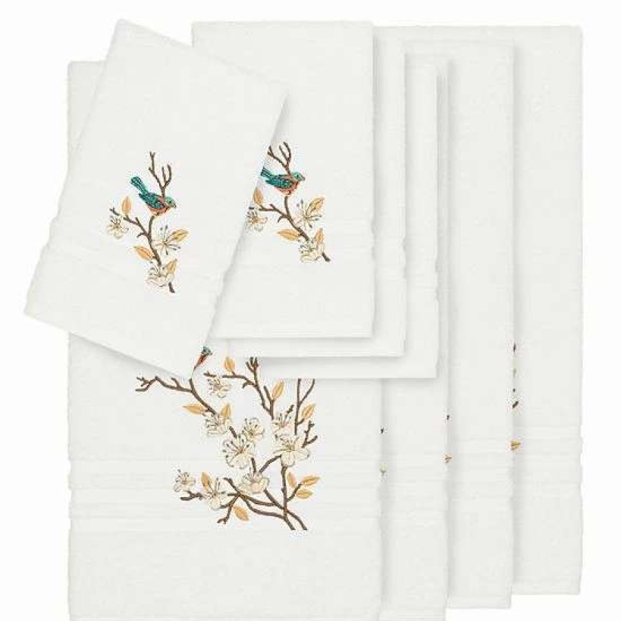 Bed & Bath * | Linum Home Textiles Turkish Cotton Spring Time 8-Piece Embellished Towel Set Blue