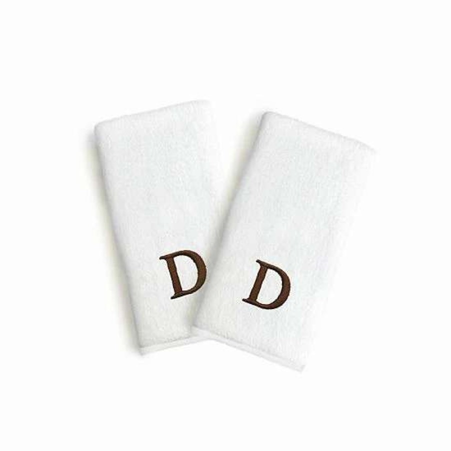 Bed & Bath * | Linum Home Textiles Monogrammed Luxury Turkish Cotton Novelty Hand Towels 2-Pack Set