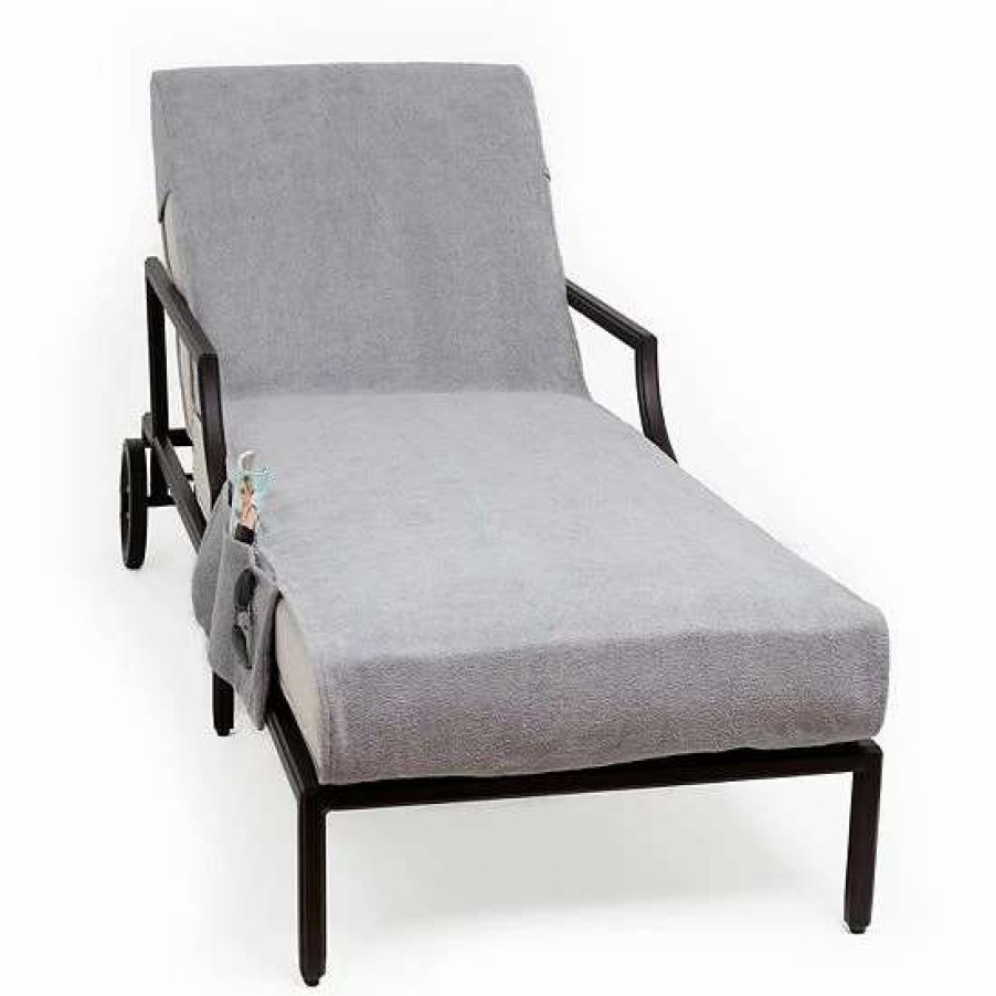 Bed & Bath * | Linum Home Textiles Standard Size Chaise Lounge Cover With Side Pockets Gray